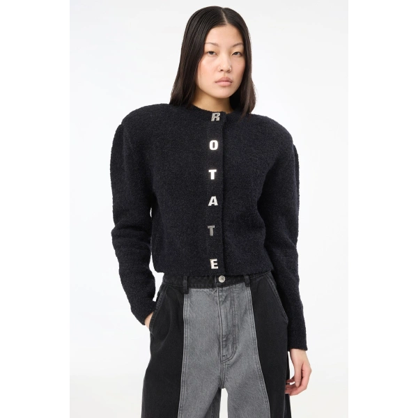 ROTATE Birger Christensen Boucle Knit Cardigan Black | Cardigan | Coveti