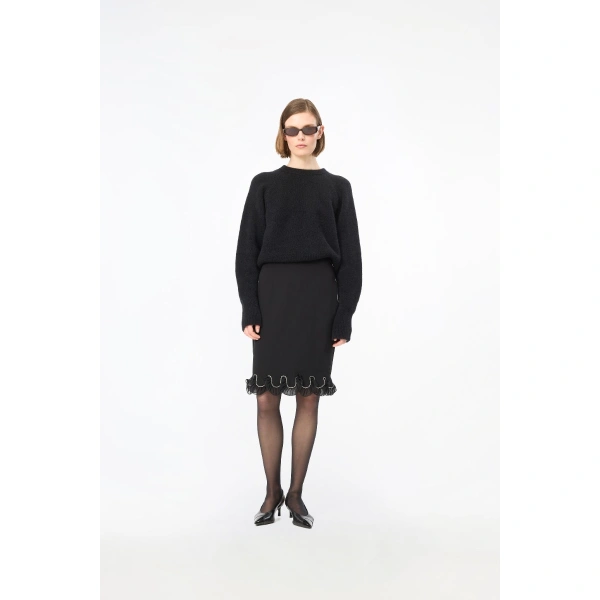 ROTATE Birger Christensen Chiffon Ruffle Skirt Black | Skirts | Coveti