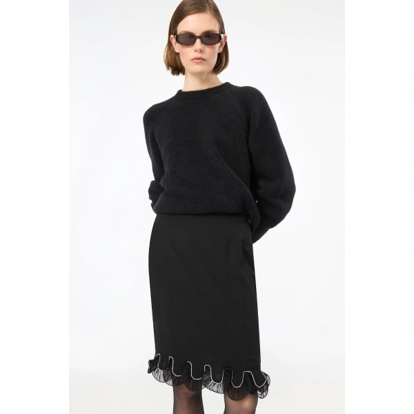 ROTATE Birger Christensen Chiffon Ruffle Skirt Black | Skirts | Coveti