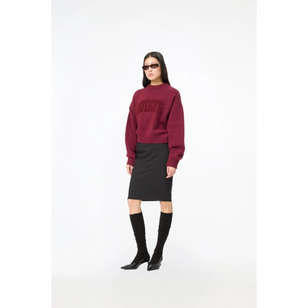 ROTATE Birger Christensen Crewneck Sweater Dark Red | Sweaters | Coveti