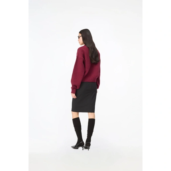 ROTATE Birger Christensen Crewneck Sweater Dark Red | Sweaters | Coveti