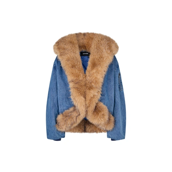 Faux Fur Collar Bomber Denim