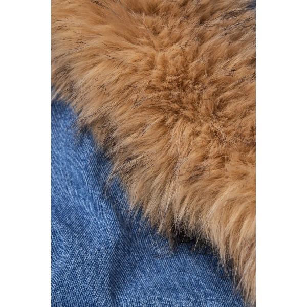 ROTATE Birger Christensen Faux Fur Collar Bomber Denim | Jackets | Coveti