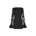 ROTATE Birger Christensen Flower Mesh LS Mini Dress Black | Mini Dresses | Coveti
