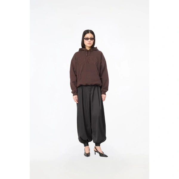 ROTATE Birger Christensen Heavy Sweat Hoodie Brown | Hoodies | Coveti