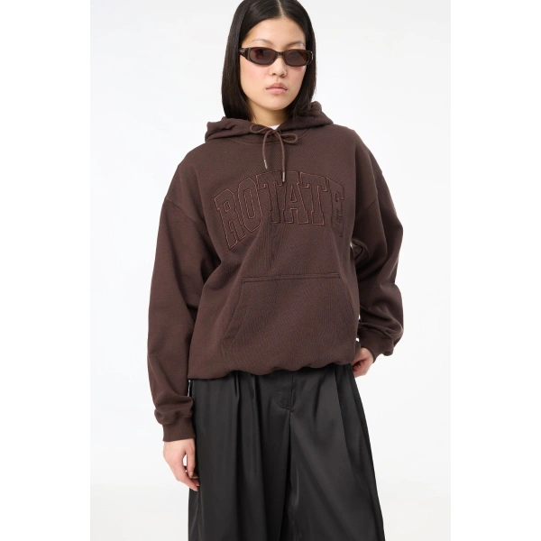 ROTATE Birger Christensen Heavy Sweat Hoodie Brown | Hoodies | Coveti