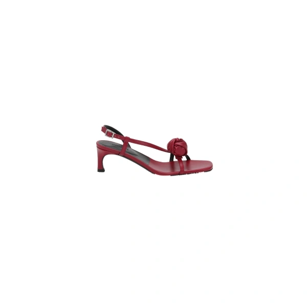Leather Knot Strappy Sandal Red