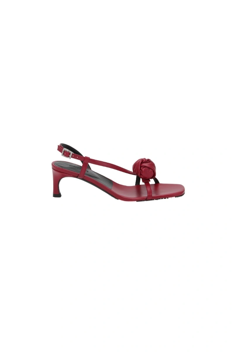 ROTATE Birger Christensen Leather Knot Strappy Sandal Red 0 ROTATE Birger Christensen Leather Knot Strappy Sandal Red | Sandals | Coveti