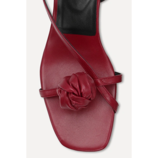 ROTATE Birger Christensen Leather Knot Strappy Sandal Red | Sandals | Coveti