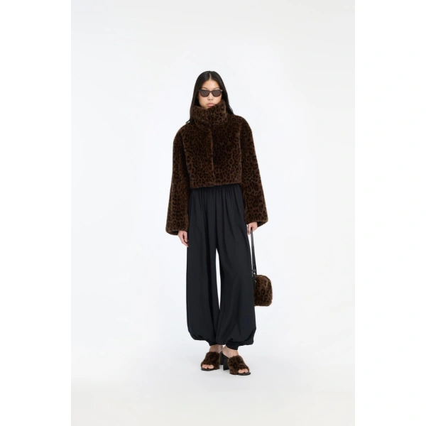 ROTATE Birger Christensen Leather Mule Faux Fur Leo | Mules | Coveti