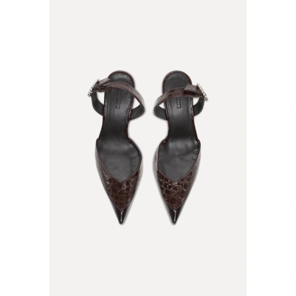 ROTATE Birger Christensen Leather Mule Slingback Brown | Mules | Coveti
