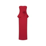 ROTATE Birger Christensen Long Flower Strapless Maxi Dress Red | Maxi Dresses | Coveti