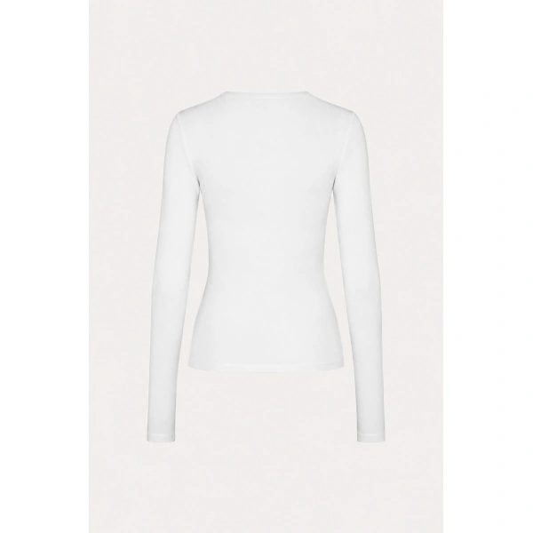 ROTATE Birger Christensen Long Sleeve T-Shirt Bright White | Long Sleeve | Coveti