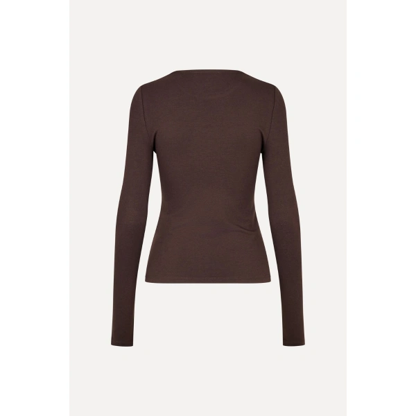 ROTATE Birger Christensen Long Sleeve T-Shirt Logo Brown | Long Sleeve | Coveti
