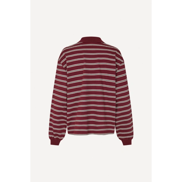 ROTATE Birger Christensen Pique Longsleeve Polo Red | Long Sleeve | Coveti