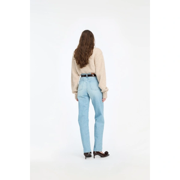 ROTATE Birger Christensen Straight Denim Zip Jeans Light Blue | Denim | Coveti