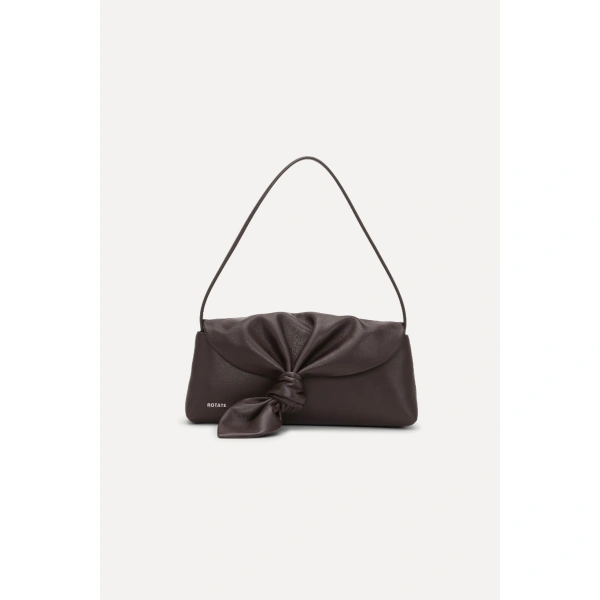 ROTATE Birger Christensen The Drape Bag Brown Leather | Shoulder & Crossbody Bags | Coveti