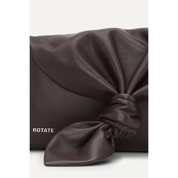 ROTATE Birger Christensen The Drape Bag Brown Leather | Shoulder & Crossbody Bags | Coveti