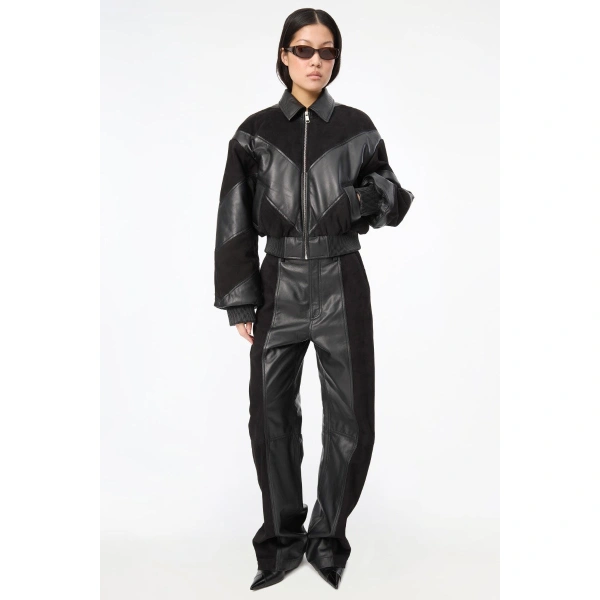 ROTATE Birger Christensen Wide Straight Pants Black | Wide leg pants | Coveti