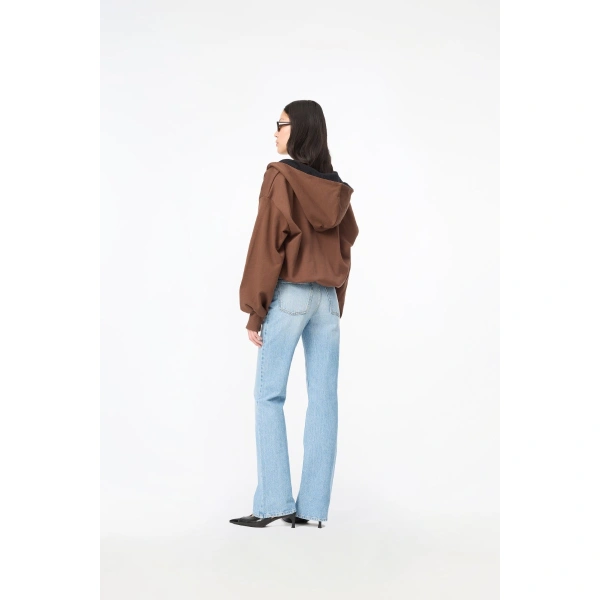 ROTATE Birger Christensen Zip Sweat Hoodie Brown | Hoodies | Coveti