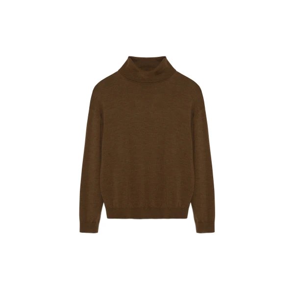 SIMKHAI Aaliyah Merino Wool Turtleneck in Otter