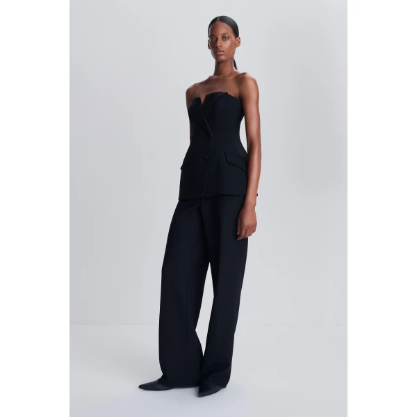 Alira Satin Crepe Bustier Top in Black - Image 5