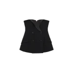 SIMKHAI Alira Satin Crepe Bustier Top in Black
