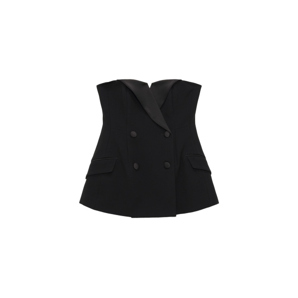 SIMKHAI Alira Satin Crepe Bustier Top in Black