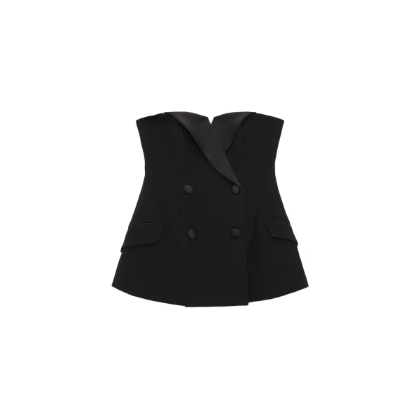 Alira Satin Crepe Bustier Top in Black