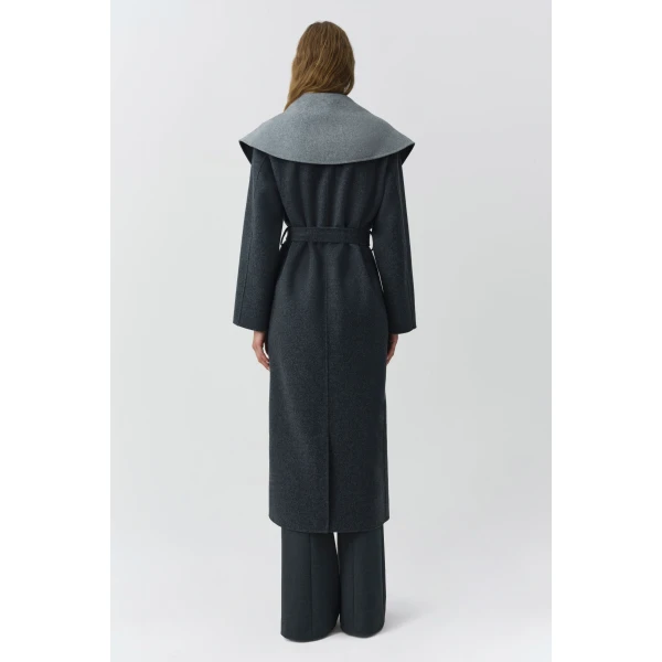 Allura Reversible Belted Coat in Charcoal Multi - Image 5
