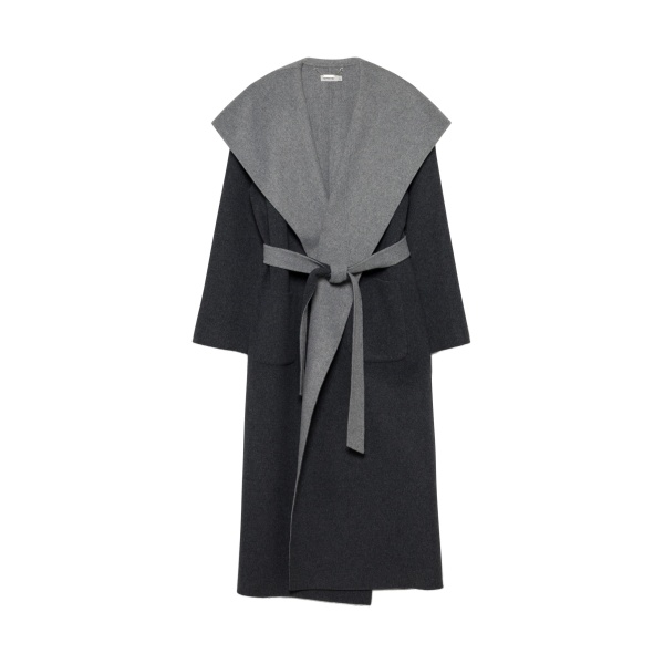 SIMKHAI Allura Reversible Belted Coat in Charcoal Multi