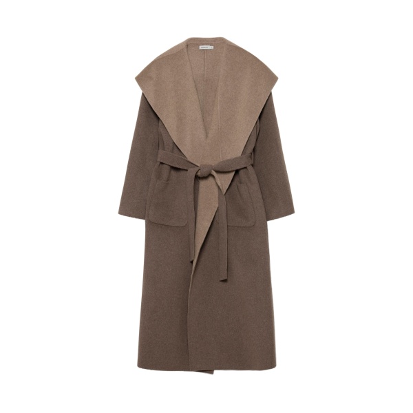 SIMKHAI Allura Reversible Belted Coat in Mushroom Multi