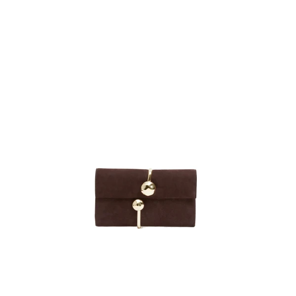SIMKHAI Amaya Nubuck Leather Clutch in Marrone
