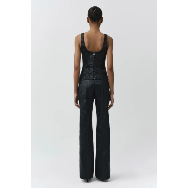 Ansel Coated Denim Trouser in Coated Black - Image 5