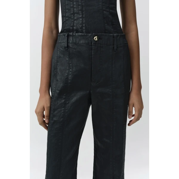 Ansel Coated Denim Trouser in Coated Black - Image 6