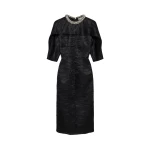 SIMKHAI Ashleigh Embellished Satin Midi Dress in Black