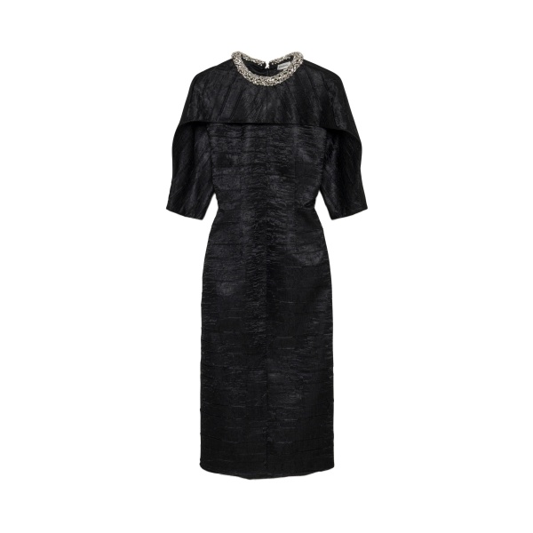 SIMKHAI Ashleigh Embellished Satin Midi Dress in Black
