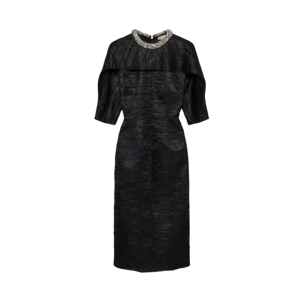 SIMKHAI Ashleigh Embellished Satin Midi Dress in Black