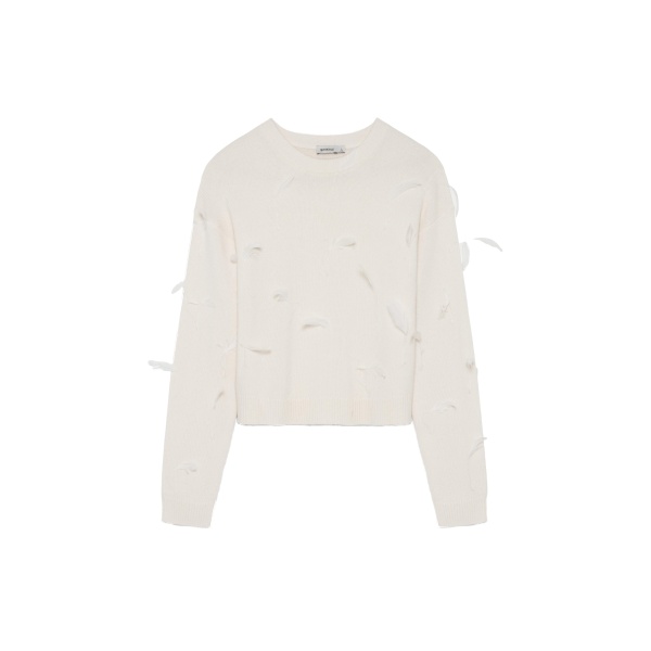 SIMKHAI Avrae Feather Sweater in Frost