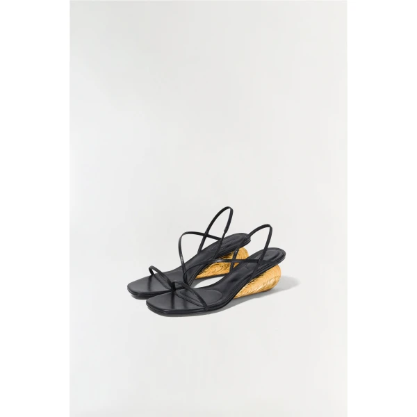 Bridget Shell Wedge Sandal in Black Gold - Image 6
