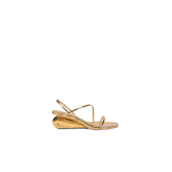 SIMKHAI Bridget Shell Wedge Sandal in Gold