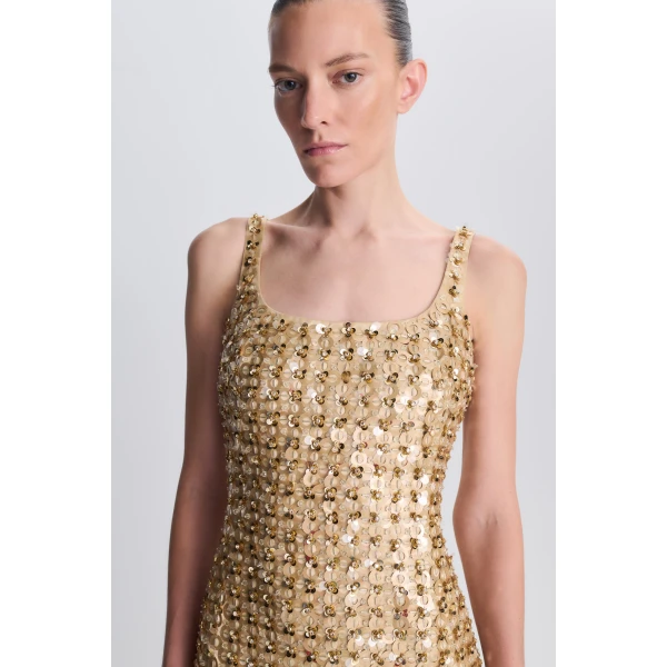 Briella Embellished Satin Gown in Light Gold - Image 6