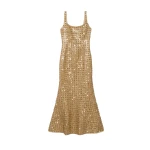 SIMKHAI Briella Embellished Satin Gown in Light Gold