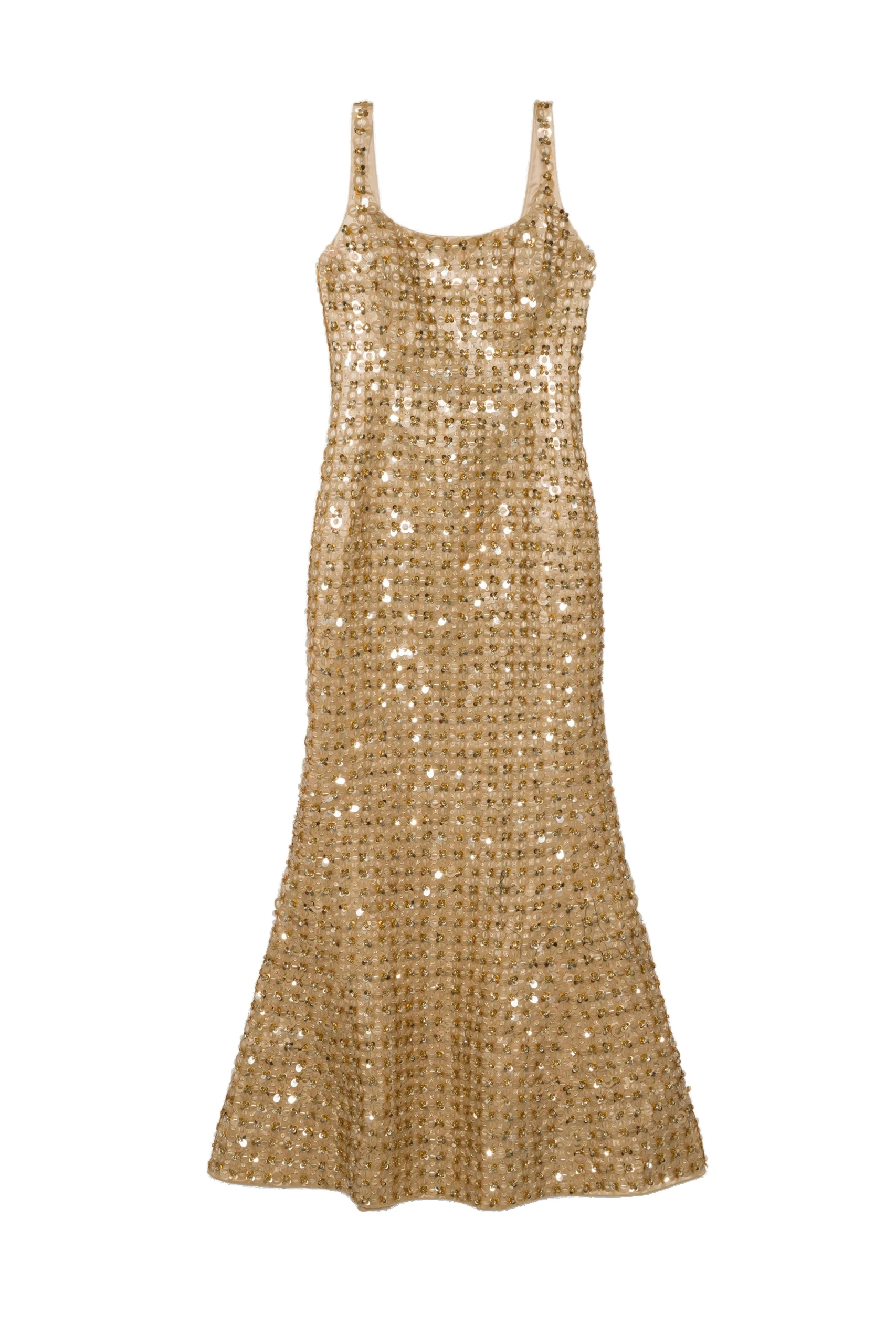 SIMKHAI Briella Embellished Satin Gown in Light Gold SIMKHAI Briella Embellished Satin Gown in Light Gold