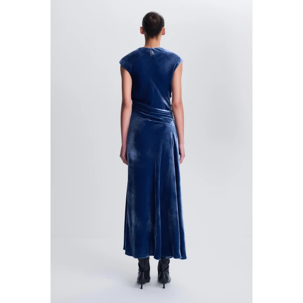 Burke Draped Velvet Midi Dress in Sapphire - Image 5