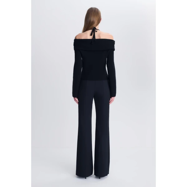 Cambria Off Shoulder Knit Top in Black - Image 5