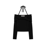 SIMKHAI Cambria Off Shoulder Knit Top in Black
