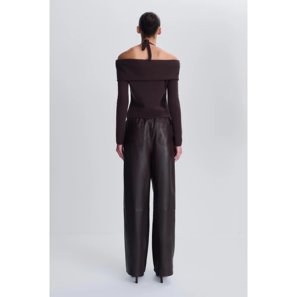 Cambria Off Shoulder Knit Top in Chocolate - Image 5