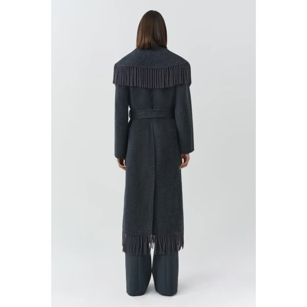 Carrie Fringe Coat in Dark Charcoal - Image 5