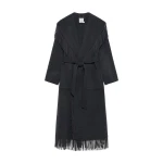 SIMKHAI Carrie Fringe Coat in Dark Charcoal